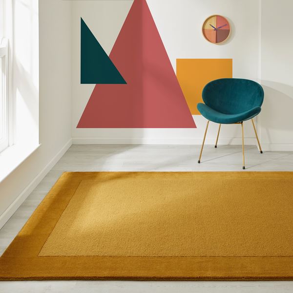 Colours Bordered Wool Rug - Mustard Yellow